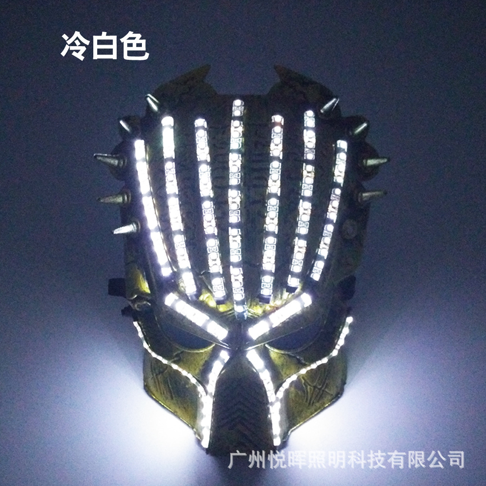 Europa y América LED de Halloween máscara luminosa vestido de fiesta de disfraces de accesorios fluorescentes 12V-LED Guerrero de hierro