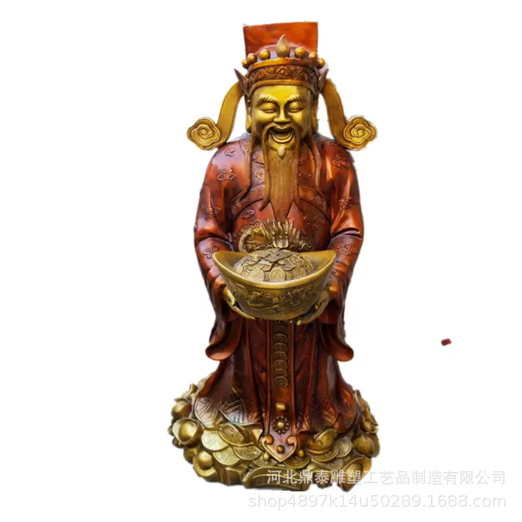 厂家大型财神寺院五路财神铜佛像小型摆件工艺品文武财神雕塑