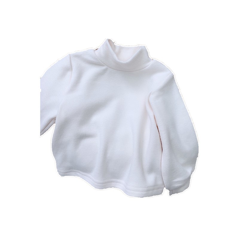 Ropa infantil de estilo coreano para bebés y niños pequeños, camiseta básica de cuello medio alto para otoño e invierno, sudadera versátil de manga larga de color liso para bebés, conjunto de otoño.