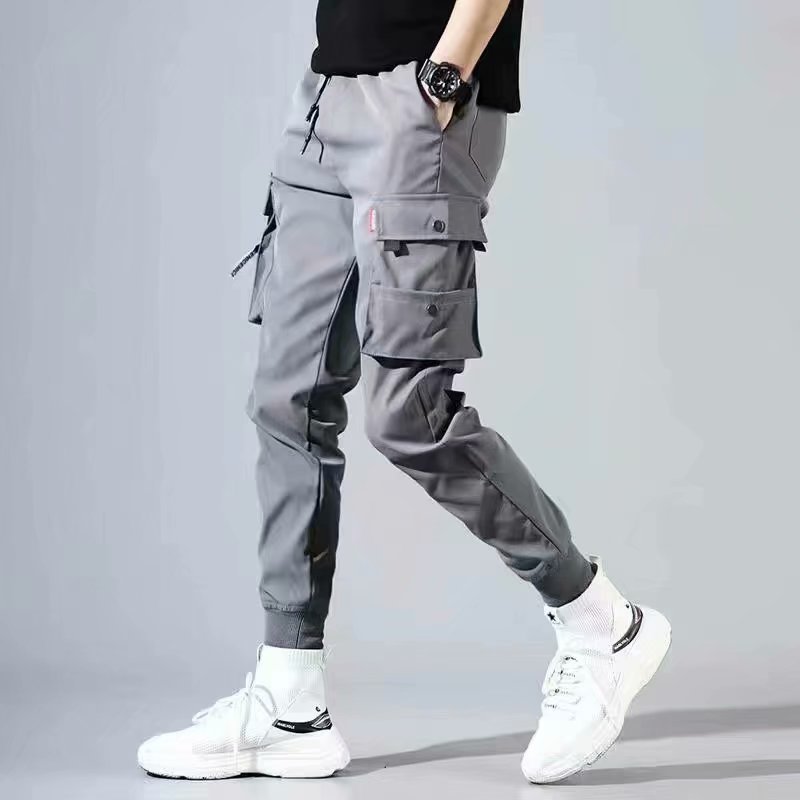 Ropa DE TRABAJO pantalones hombres de moda con forro polar primavera y verano overoles de marca de moda casual hombres sueltos deportes tobillo-longitud pantalones atados al tobillo