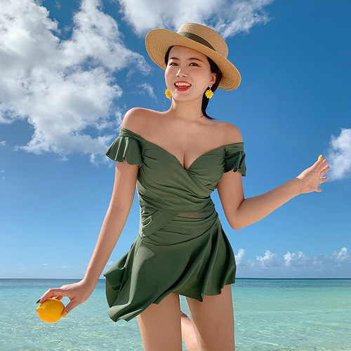 Women's 2024 New Swimwear Covering Stomach, Slimming Conservative One-piece Swimwear, Pink Korean Version Sexy Hot Spring Costume