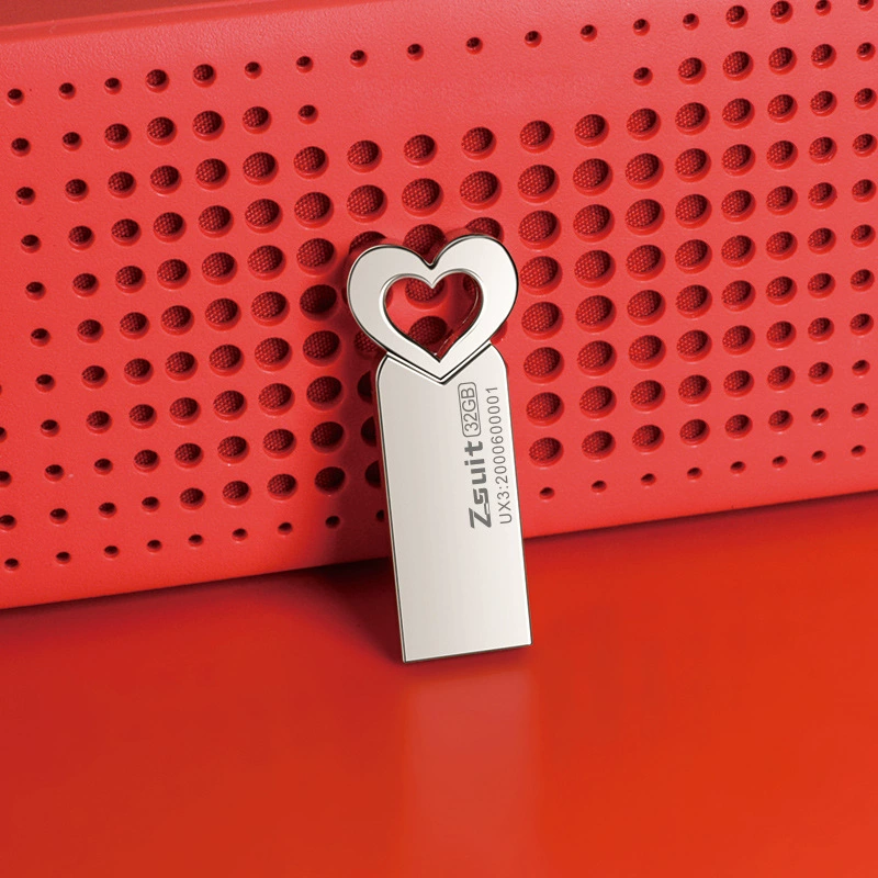 USB-флешка, металлический сердечный дизайн, варианты 8 МБ–128 ГБ, USB2.0/USB3.0, портативное хранение