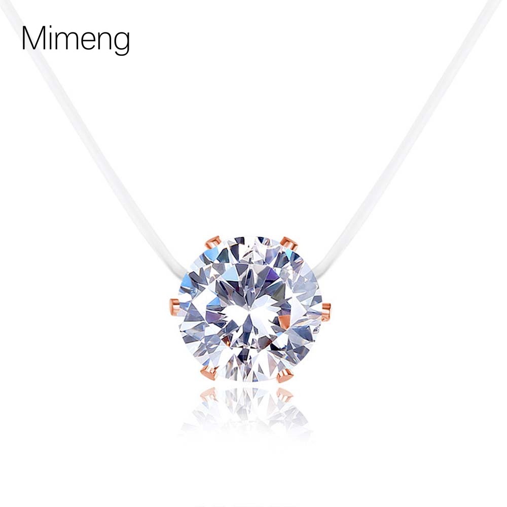 South Korea simple fashion pendant round six claw zircon necklace women translucent invisible fishing line clavicle chain tide wholesale