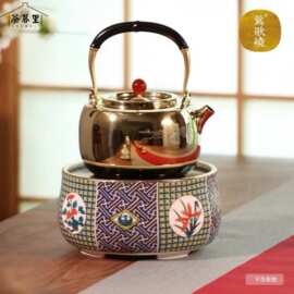 莺歌烧新品电陶炉静音家用迷你烧水煮茶器电茶炉四君子千鹤回形纹