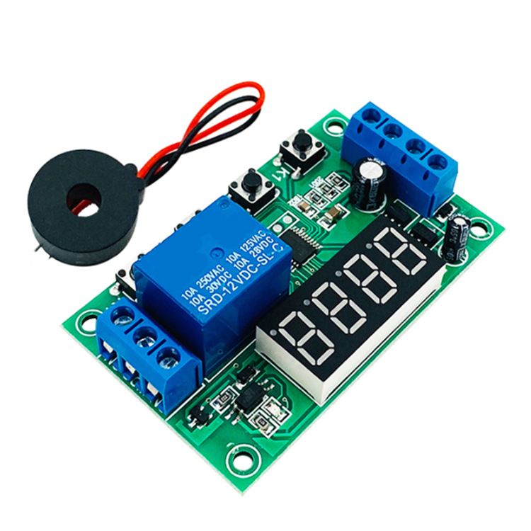 220V交流电流检测模块过流过载保护板互感传感器 DC12V继电器开关