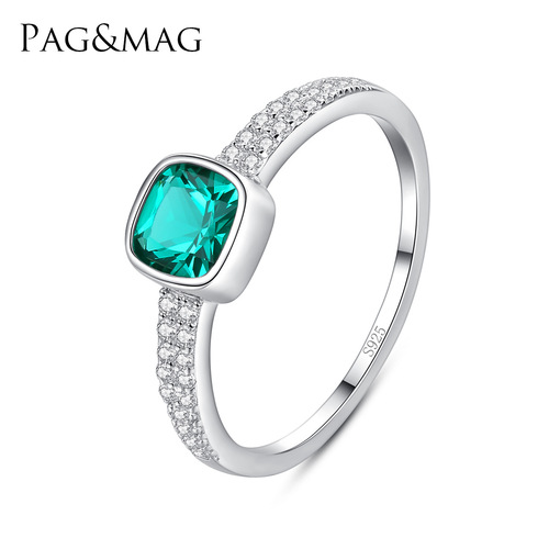 PAG&MAG cross-border new product S925 sterling silver ring artificial colored gem emerald ins fashion women's ring