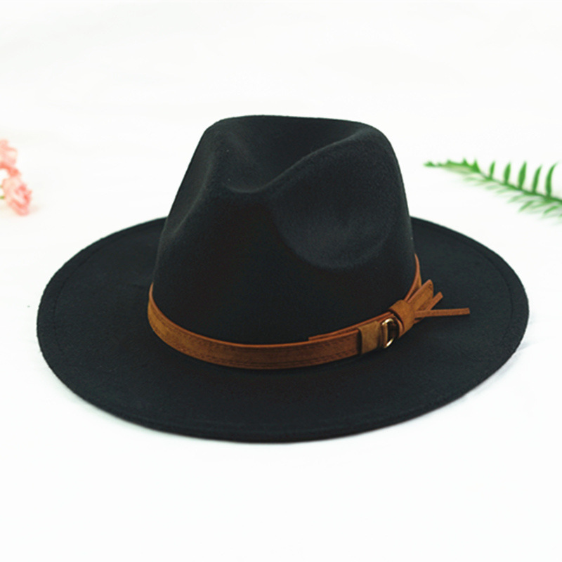 Moda europea y americana Otoño e Invierno nuevo sombrero de lana negro AliExpress Amazon eBay Jazz sombrero unisex