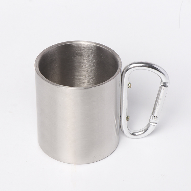 Taza de vacío de color natural de acero inoxidable transfronterizo con mango taza de agua taza de café taza de oficina en casa al por mayor