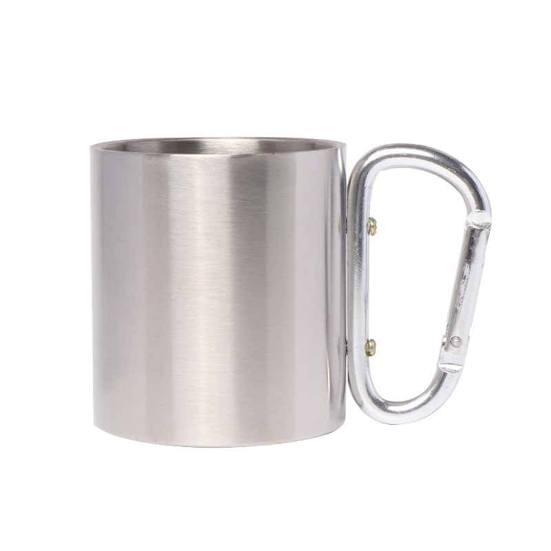 Taza de vacío de color natural de acero inoxidable transfronterizo con mango taza de agua taza de café taza de oficina en casa al por mayor