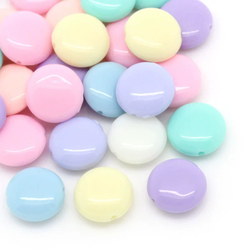 Прямые поставки с фабрики цветные смешанные плоские акриловые бусины DIY свободные бусины ювелирные аксессуары 12x5 мм200