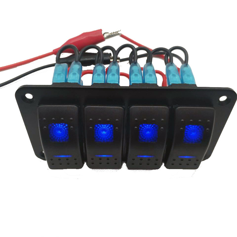 跨境供应四位组合开关面板配12-24V 4位开关面板组合汽车船舶