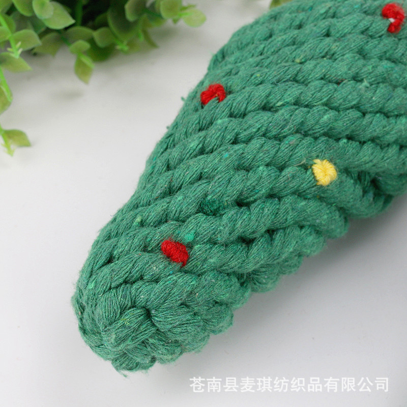 Fábrica de procesamiento de hilo de algodón juguetes para perros cuerda de algodón trenzada árbol de Navidad juguetes para mascotas molares para perros juguetes de limpieza de dientes para aliviar el aburrimiento
