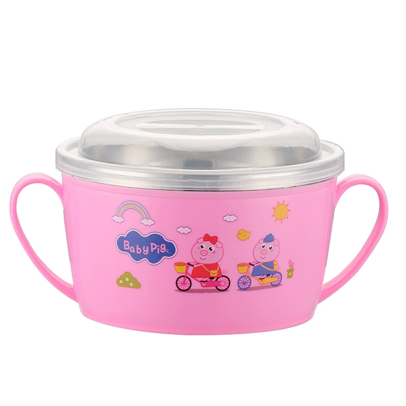 Children's cartoon dinner plate stainless steel for home use for food, anti-scald, fall protection