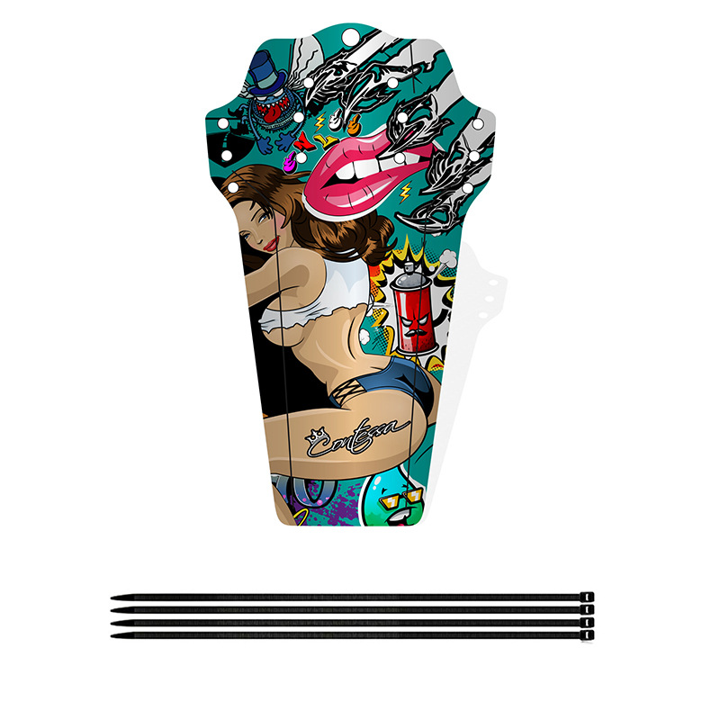 Parafango posteriore per bicicletta con stampa, motivo graffiti, leggero, ideale per MTB e mountain bike, accessorio universale per il ciclismo._voghion.com