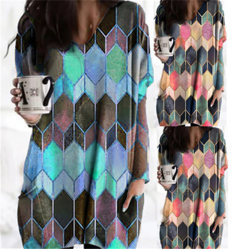 eBay Amazon AliExpress Round 2025 Autumn New Print Loose Long-Sleeve T-Shirt Women's Quality Business Casual