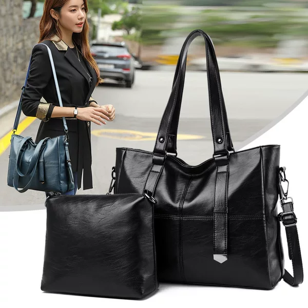 Handbag 2020 Large Capacity Shoulder Bag Zipper Pu Bag Women's Soft Surface Commuter Bag Hand-Carrying Dog Tooth Tote Bag