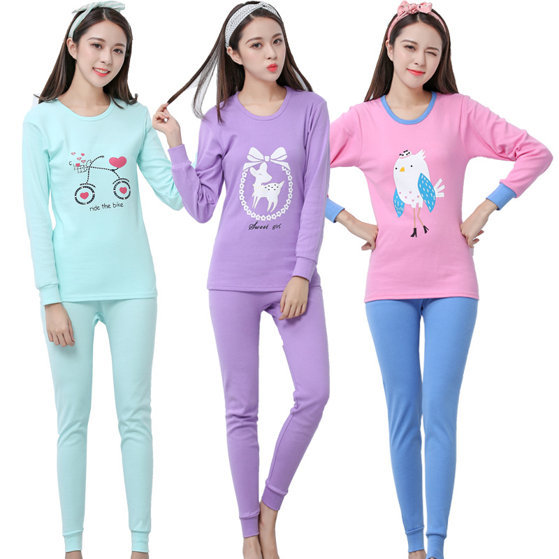 Fábrica al por mayor adolescentes medio y grandes Niños Niñas Ropa interior conjunto niñas otoño ropa pantalones largos ropa interior delgada conjunto