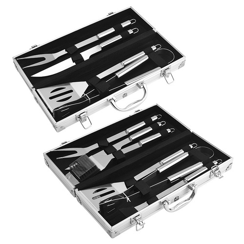 Small Handle Aluminum Box Grill Set BBQ Outdoor Grill Tool Set Stainless Steel Small Handle BBQ Utensils