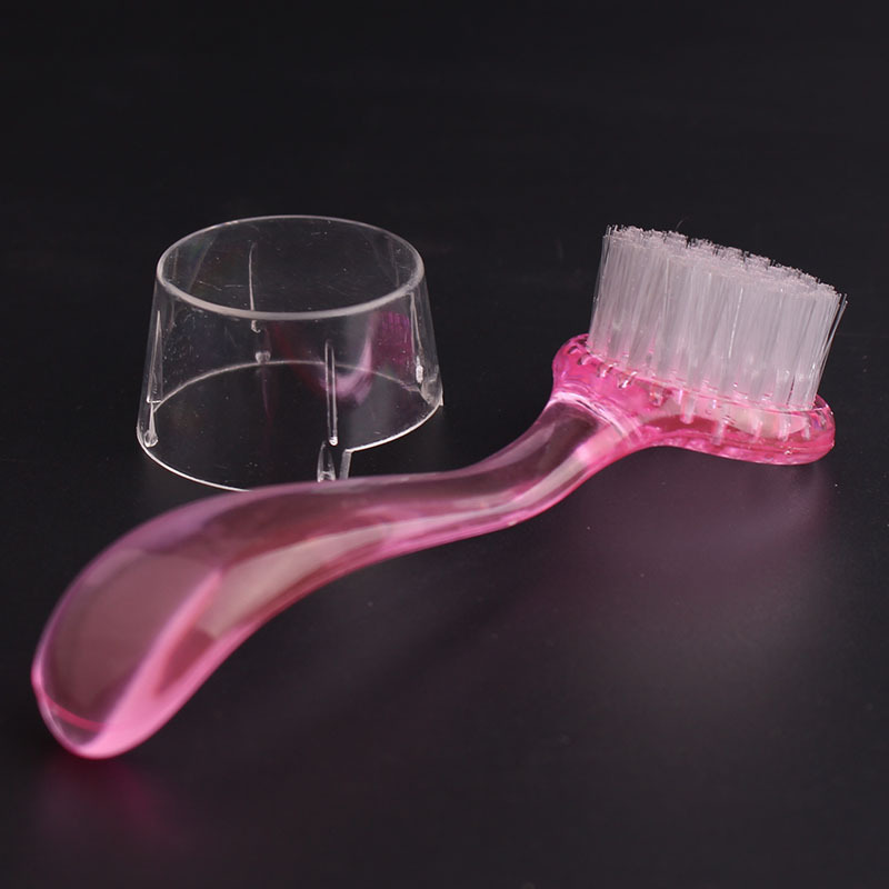 Pincel especializado para decoración de uñas con cabeza redonda y cubierta, cepillo de limpieza de polvo de cerdas suaves y mango largo, cepillo para decoración de uñas.