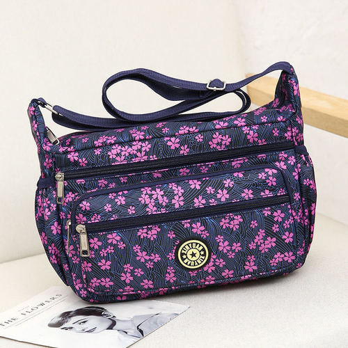 2024 New Women's Bag Shoulder Bag Street Stall Supply Large Capacity Korean Style Flower Bag for Middle-aged and Elderly Casual Nylon Crossbody Bag