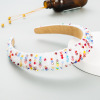 Woven sponge headband handmade with beads, hair accessory for face washing, European style, Korean style, simple and elegant design