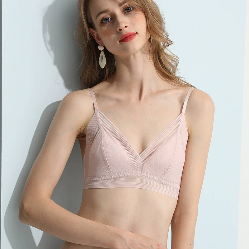 Sexy silk wireless bra, lace thin underwear, french style