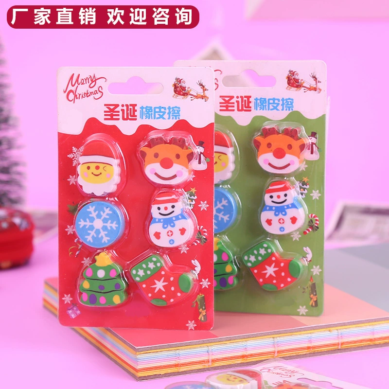 Рождественский подарок мультфильм Детские Рождественские школьные принадлежности ластик ученик подарок призы Снежинка резиновый человек