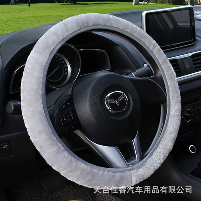 TikTok fast hand one-piece delivery: Steering wheel cover - gray-one-solid-color-no-inner-ring-38cm