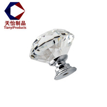 水晶钻石 30mm单孔旋钮拉手 现代欧式门把手单孔底座厂家批发直销