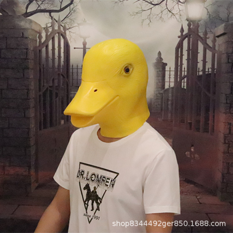 Máscara de pato poco pato amarillo látex animal cabeza cubierta divertida Divertida máscara de ganso cabeza cubierta Cosplay rendimiento props