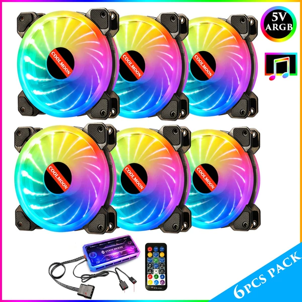6 Yupuo RGB вентилятор, 1 комплект музыкальный контроллер, контроллер синхронизации с материнской платой