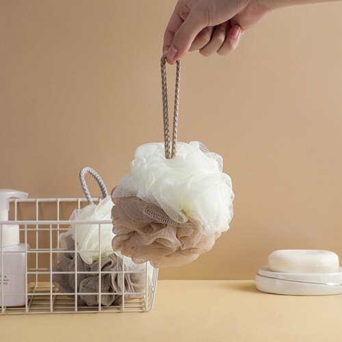 Bath ball, solid color, large bath ball, two-color cotton rope, bath flower foaming net, bath rub, soft bath flower rub