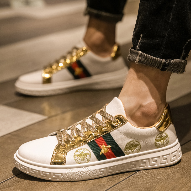 European Station Fashion Spring and Summer Men's Casual Sneakers British Little Bee-Shaped Men's Catwalk Sneakers Breathable Men's Shoes