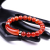 Organic jewelry, crystal jade, natural ore, bracelet stainless steel, handle, 8mm