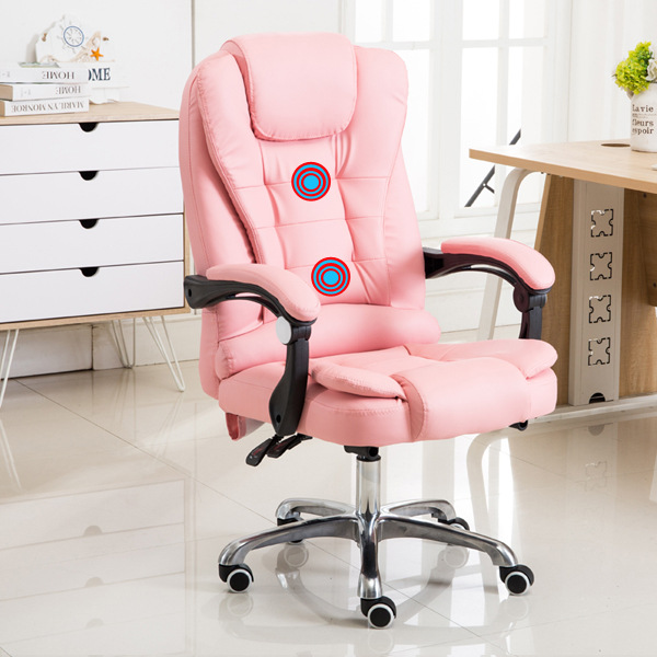 Silla ergonómica reclinable con masaje y reposapiés, ideal para oficina o estudio, tapizado de cuero de alta calidad