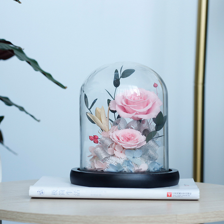 Regalo del Día de la Madre, rosa eterna al por mayor con cubierta de cristal, regalo de San Valentín, regalo de cumpleaños para novia, caja de regalo, arte floral