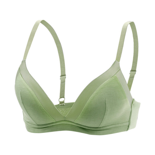 Zhiqu Summer French Underwear Women's Glossy Seamless Thin Bra No Wires Girls Small Breasts Push-Up Bra