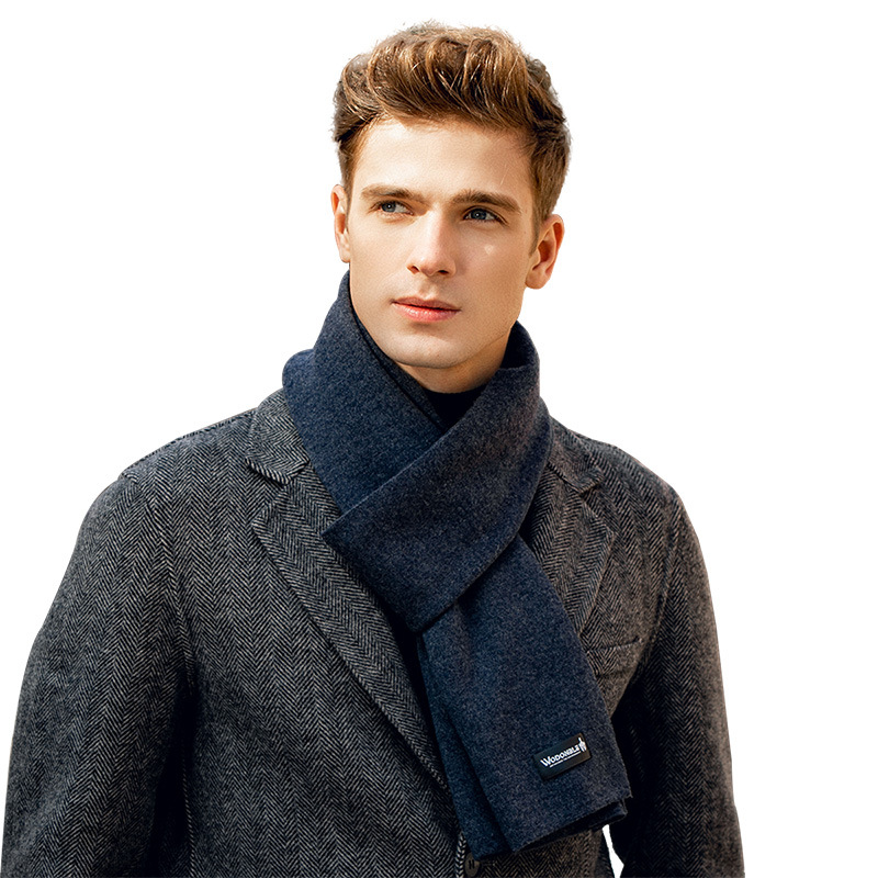 New Wool Scarf for Men's Winter Solid Color Versatile Cold Proof High End Gift Set Warm New Skin Friendly Cashmere Men's Neck_voghion.com