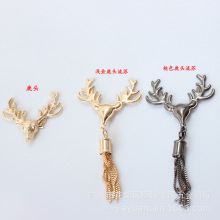 鹿头五金包包装饰扣箱包锁面配件编织包包小鹿流苏锁座吊穗插脚