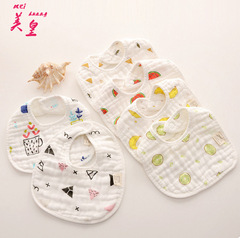 Infant pure cotton 8-layer gauze bib U-shaped bib children's saliva napkin without fluorescent agent snaps easy to clean