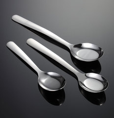 Ern 304 stainless steel flat-bottom spoon with round tail handle, practical Chinese-style tableware company canteen soup spoon, various lengths