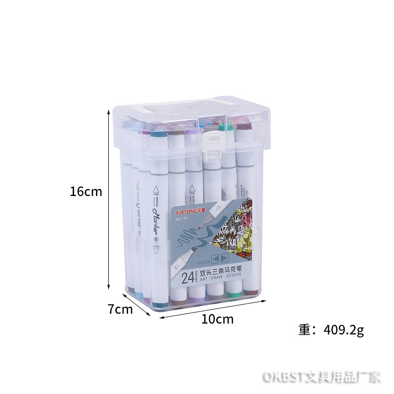 Pluma de marca de doble cabeza aceitosa 24/36/48/60 color a base de agua traje de pluma de color pintado a mano para niños diseño de graffiti