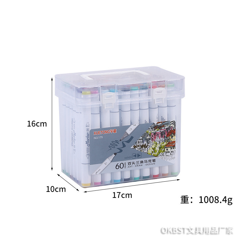 Pluma de marca de doble cabeza aceitosa 24/36/48/60 color a base de agua traje de pluma de color pintado a mano para niños diseño de graffiti