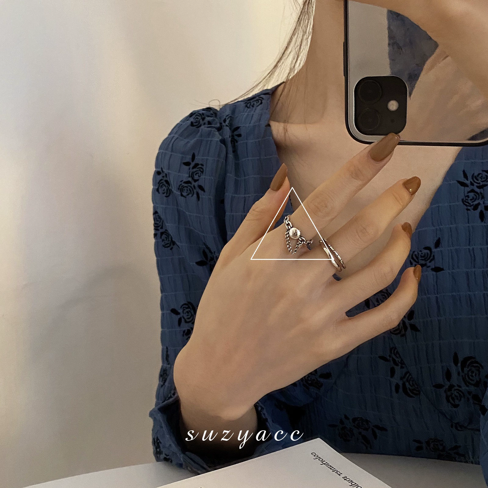 Ring (Small Design) Adjustable, 925 Silver, Simple Elegant Minimal