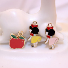工廠直供韓版電鍍k金色公主蘋果飾品配件 合金項鍊鑰匙扣耳環掛飾
