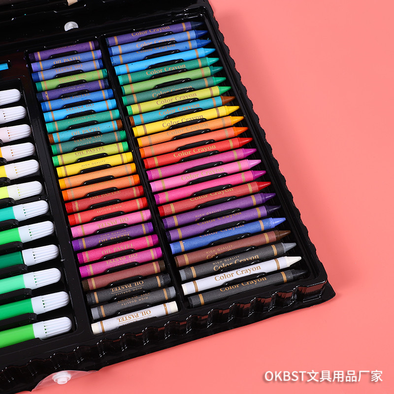 168 juego de pintura colorida, bolígrafo colorido de acuarela, crayón, pastel al óleo, pintura para niños, papelería, regalo para niños