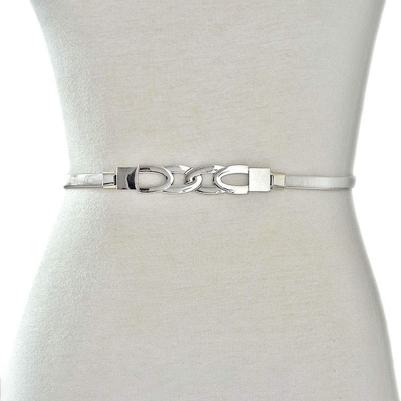 Transfronterizo de las mujeres de metal primavera cadena de la cintura de la hoja de loto decorativo hebilla de metal doble redondo cadena elástica delgada