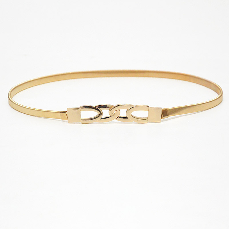 Transfronterizo de las mujeres de metal primavera cadena de la cintura de la hoja de loto decorativo hebilla de metal doble redondo cadena elástica delgada