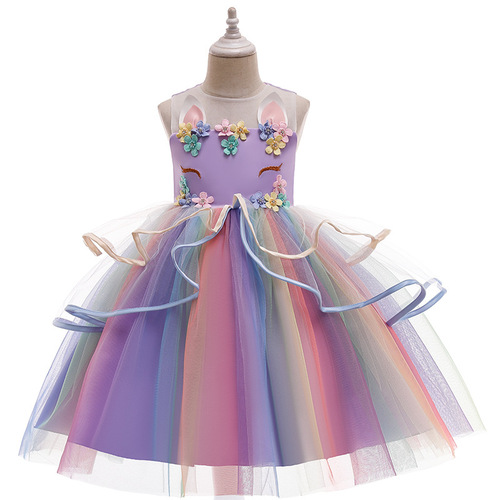 2024 New Girls Dress Princess Dress Unicorn Tutu Dress Amazon Children's Dress Manufacturer Wholesale