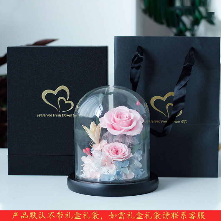 Regalo del Día de la Madre, rosa eterna al por mayor con cubierta de cristal, regalo de San Valentín, regalo de cumpleaños para novia, caja de regalo, arte floral